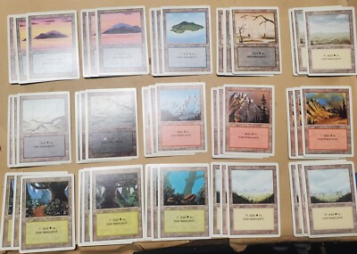 * MTG REVISED Edition (1994) * 45 BASIC LAND cards LOT - Magic the Gathering *NM