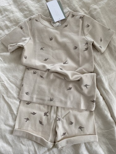 New H\u0026M boy girl ivory bird print shirt 