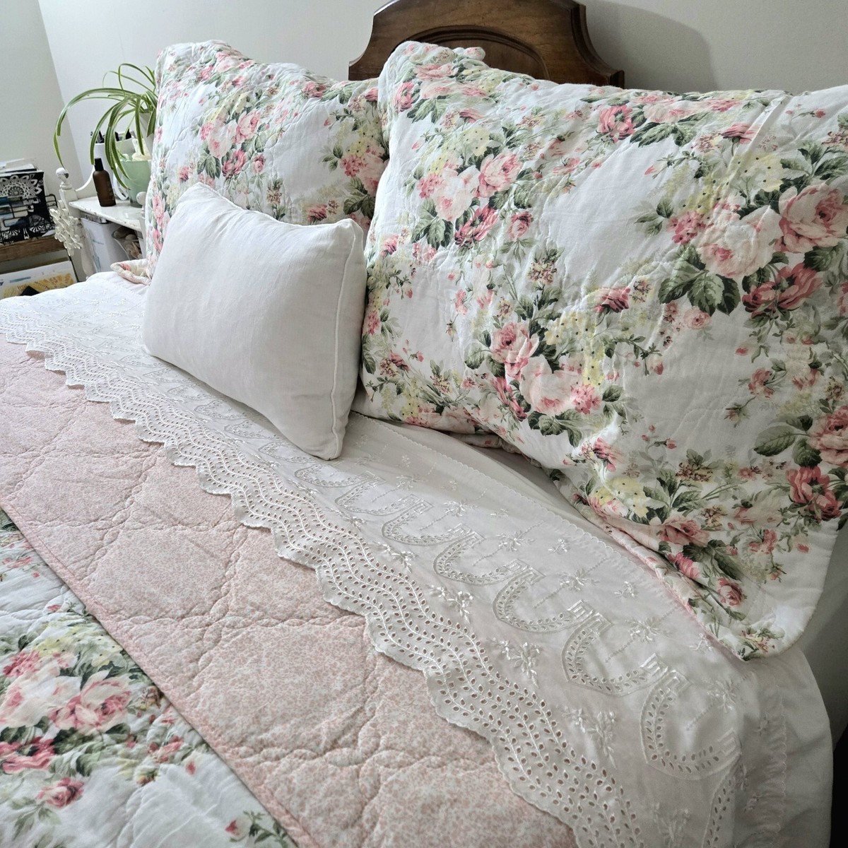 Laura Ashley 3pc Floral Queen Comforter Set Cotton Reversible