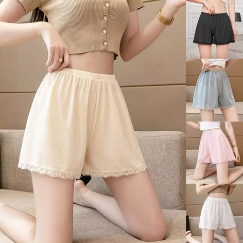 5er Pack Set Damen Spitze Halb Slip Shorts für Unterkleider Eis Seidig Pettipants - Bild 1 von 6