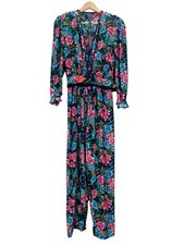 Vintage Diane Freis 80's Silk Floral Jumpsuit Fits like a L