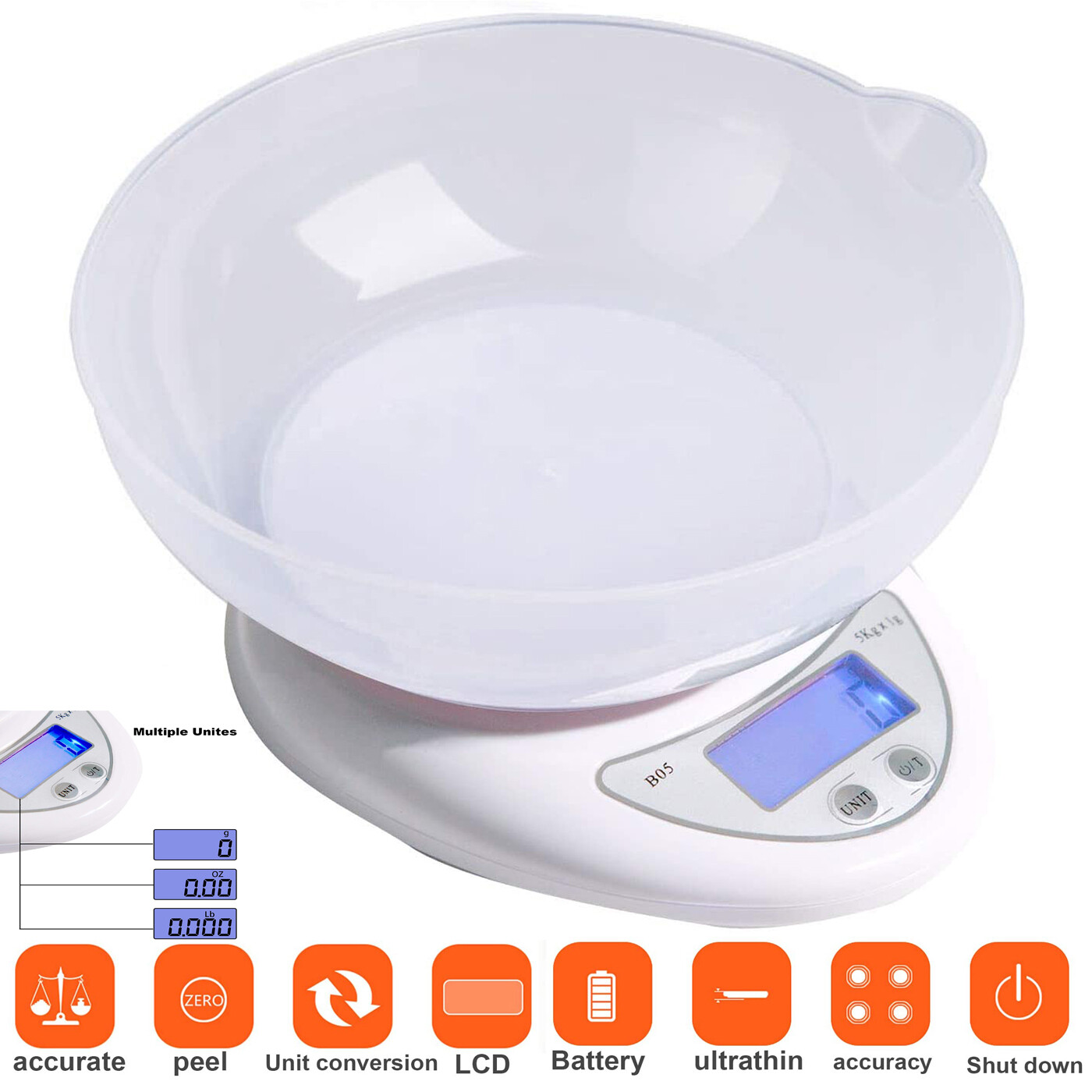 Portable 5000g x 0.1g Digital LCD Scale Jewelry Kitchen Food Balance Weight Gram