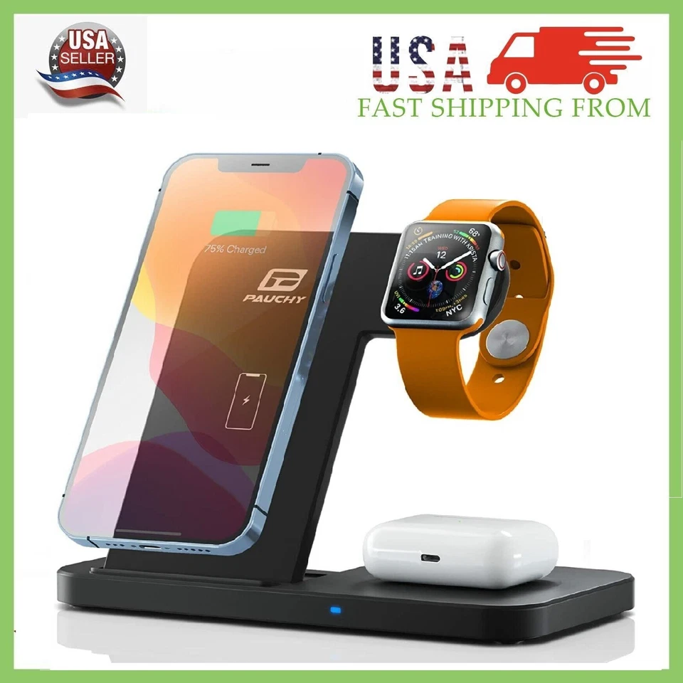 Wireless Charger Charging Station 3In1 For All Apple iWatch Air Pods iPhone 15 - Image 2 of 4