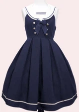 Innocent World Lolita Fashion JSK Rose Embroidered Collar Navy w/Bow NWT