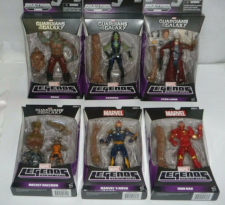 MARVEL LEGENDS CONSTRUYE UNA FIGURA GROOT SET DE 6 GAMORA DRAX NOVA STAR-LORD GROOT Foto 2 de 4