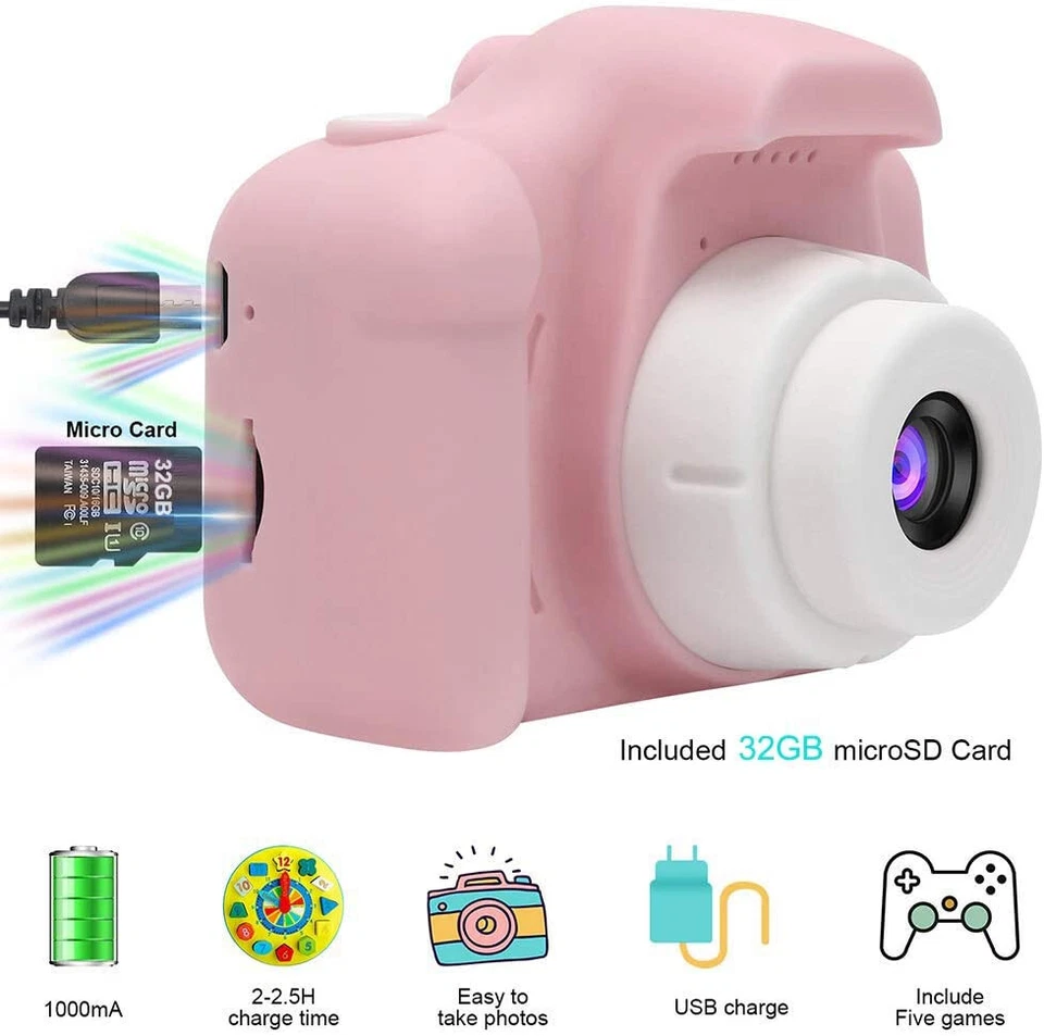 Children Kids Gift LCD Camera For Mini Toy Digital Children Camera UK 1080P HD - Image 2 of 2
