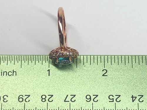 Anillo Le Vian Oro Rosa 14k Circón Azul Diamante Desnudo Halo Talla: 6.75 .62tcw [084GRA - Imagen 10 de 11