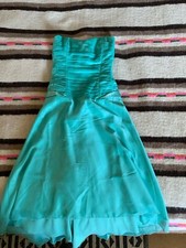 CHARAS Turquoise Strapless Cocktail Dress Formal Party Gown Size 8 UK 4US
