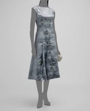 $595 Rickie Freeman by Teri Jon Women's Blue Metallic Jacquard Dress Size 10