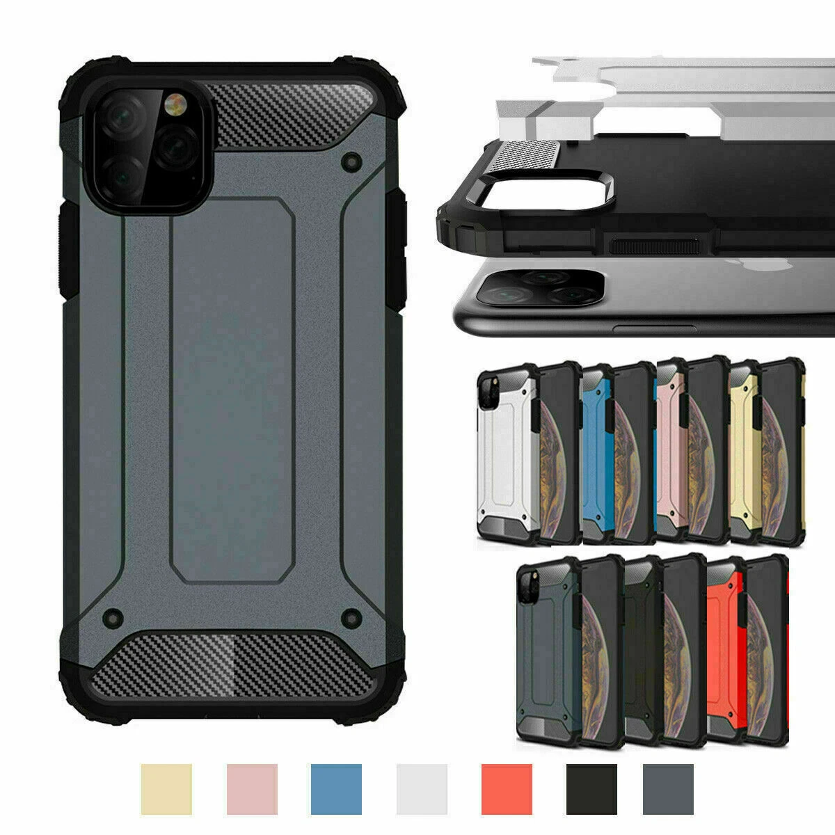 Carbon Fibre Slim Armour Shock Proof Tough Rugged Cover Builder Case For iPhone