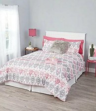 JUSTICE AZTEC PINK/GREY BED IN A BAG QUEEN COMFORTER SET SUPER CUTE SET 
