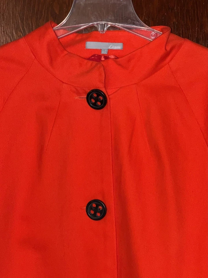 ETAM ROJO NARANJA TEXTURIZADO SUAVE ALGODÓN ALINE SWING ABRIGO TALLA UK 10/8 EE. UU. Foto 2 de 4