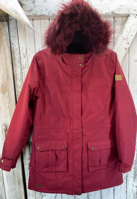  Regatta Red Hooded Long Sleeve Zip Waterproof Stormbreak Rain Coat Size L 10