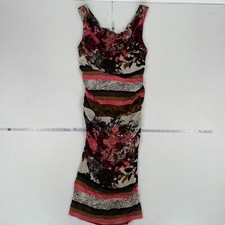 Phase Eight Dress 10 Pink Brown Sleeveless Midi Floral Stretch Lined