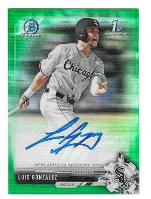 2017 1ST BOWMAN CHROME DRAFT PICKS LUIS GONZALEZ GREEN REF AUTO RC #CDA-LG 18/99