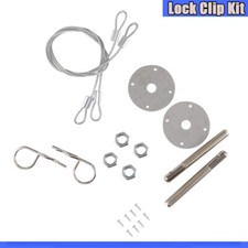 Steel Hood Pin Kit Universal Chrome Mount Hood Pin Plate Bonnet Lock Clip Kit