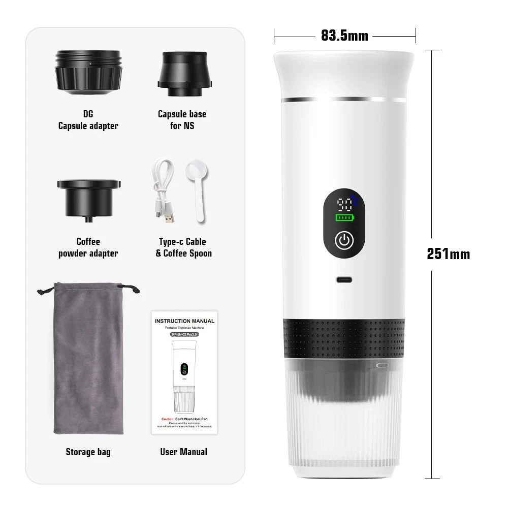 Portable Espresso Coffee Machine with Digital Display 3-In-1 Capsule
Opens in a new window or tab
