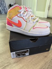 Nike Air Jordan 1 Mid GS Edge Glow White Pink Blast CV4611-100 Size 5 Youth