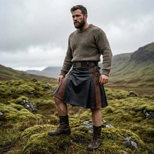 Handmade Genuine Leather Kilt for Men  Custom Medieval Viking Warrior