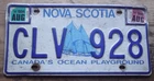 1995 NOVA SCOTIA BLUENOSE LICENSE PLATE CLV 928
