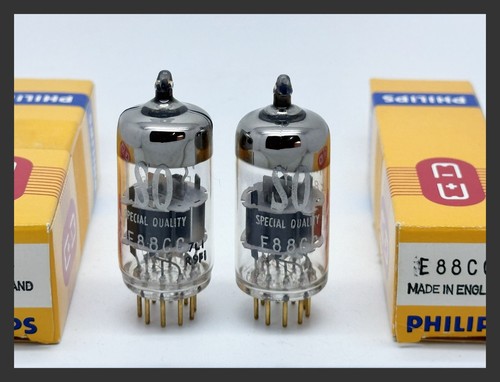 2 tubes à vide préampli triode fabriqués par Mullard Mitcham Philips E88CC 6922 CCa NOS - Photo 4/7