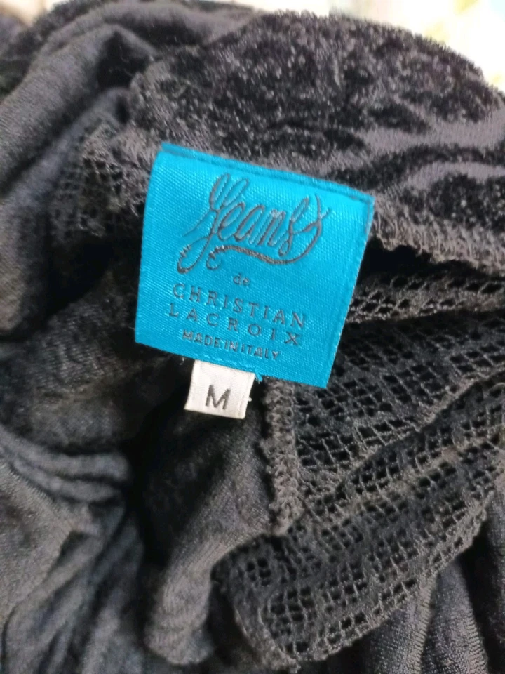 Jeans Christian Lacroix Vintage Malla Cuello Alto Top Negro Marrón M Diseñador Y2K Foto 4 de 4