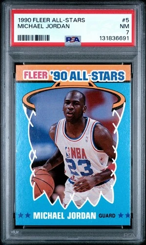 1990/91 FLEER ALL-STARS #5 of 12 MICHAEL JORDAN Bulls PSA 7 near mint all star