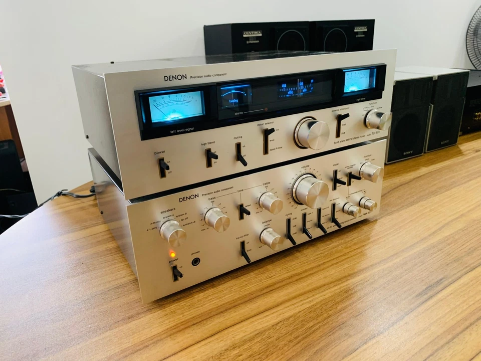 Amplificador Denon y sintonizador de radio vintage de Japón TU-501, PMA-501 con medidores de nivel VU Foto 2 de 4