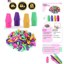 Erasers for Pencils, 120 Pack, Pencil Top Erasers, Eraser Caps, Cap Tops, Top...