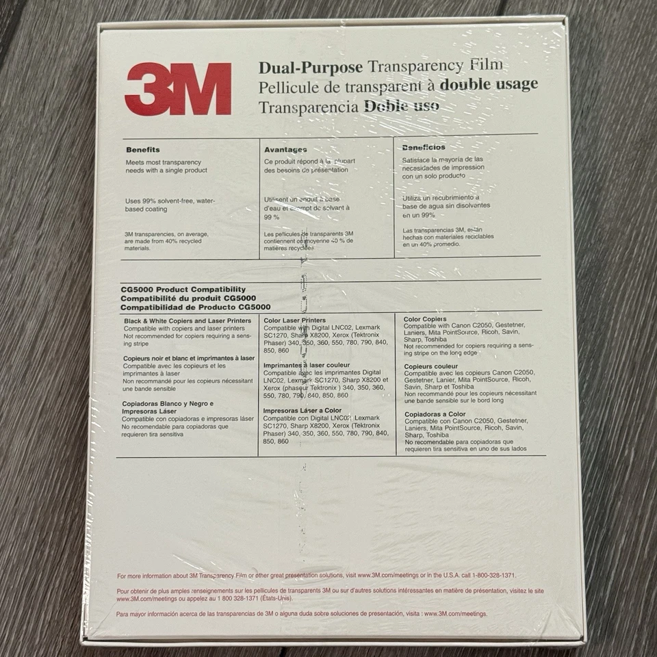 Dual-Purpose Transparency Film Sheets 3M CG5000 For Printer - Pack 65 Sheets - Image 2 of 2