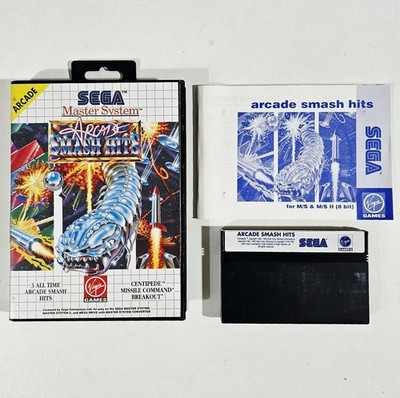 SEGA Master System ARCADE SMASH HITS CENTIPEDE MISSILE COMMAND BREAKOUT Pal CIB 
