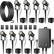 All-in-One Outdoor Low Voltage Landscape Lighting Kit, LED Landscape Spot Lig...
