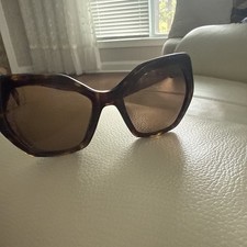 PRADA Tortoise Oval Cat-Eyed Sunglasses Frame...