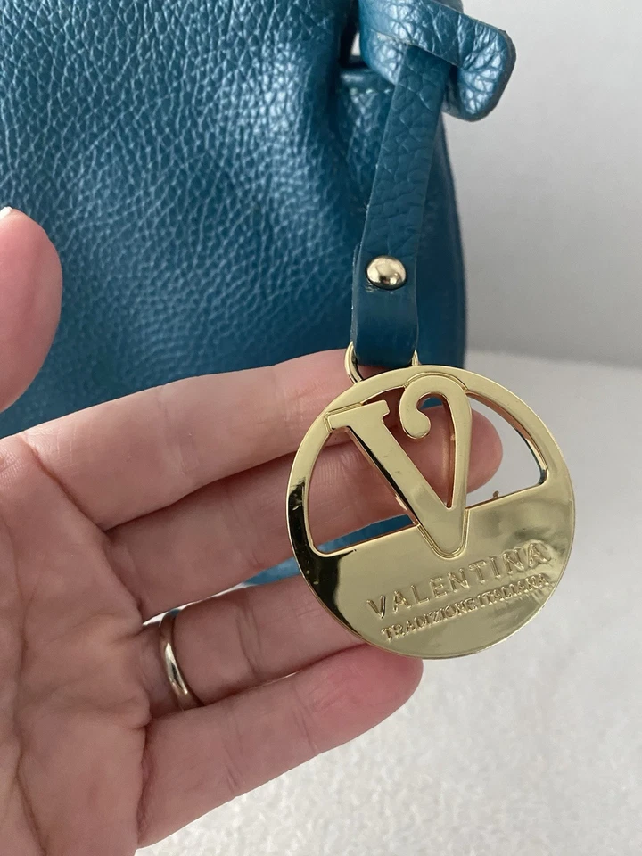 Valentina Italia Bolso de Hombro Triple Entrada Azul Teal Foto 2 de 4