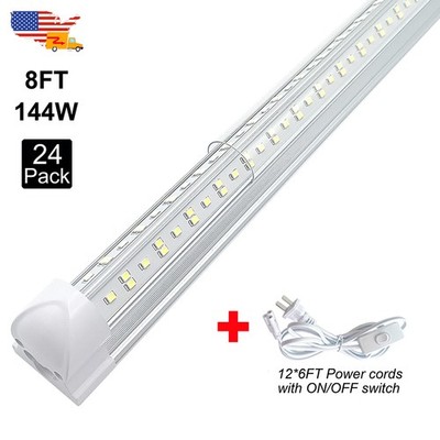 24Pack 144W 8 Foot Led Shop Light Fixture 6500K T8 Integrated Led Tube Light 96''