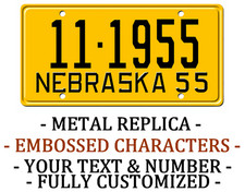 Nebraska 1955 METAL EMBOSSED License Plate Personalized Custom Car Auto REPLICA