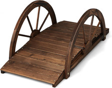 Ponte Da Giardino in Legno Massello Con Braccioli, Ponte Decorativo Da Giardino,