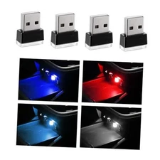 4 PCS USB LED Car Interior Atmosphere Lamp, Portable Blue+Red+Ice Blue+White