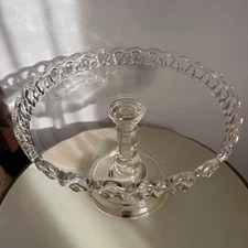 Elegant EAPG Co-Operative Flint Glass Lace Edge Cake Stand Antique 1880’s
