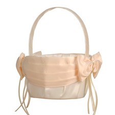 Flower Girl Basket Small Satin Cloth Baskets with Champagne Bows Decoration