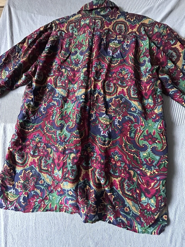 CAMISA ROBERT STOCK VINTAGE SEDA ESTILO FLORAL MANGA LARGA BOTÓN TALLA PEQUEÑA Foto 3 de 4