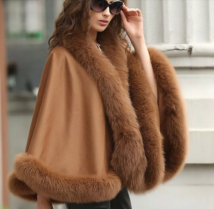 Cashmere shawl hotsell with fur trim