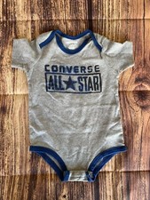 Converse Baby's Short Sleeve Gray  Blue Graphic Bodysuit Size: 24M