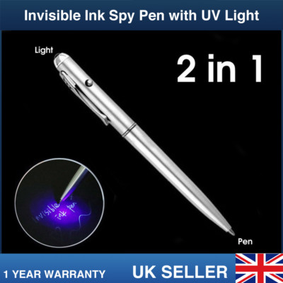 Spy unsichtbarer Tintenstift Sicherheit UV Licht magischer Marker geheime Nachricht Party Tasche UK