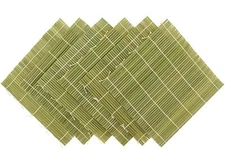 6 Pack Green Bamboo Sushi Rolling Mats - 9.5" x 9.5" | BambooMN