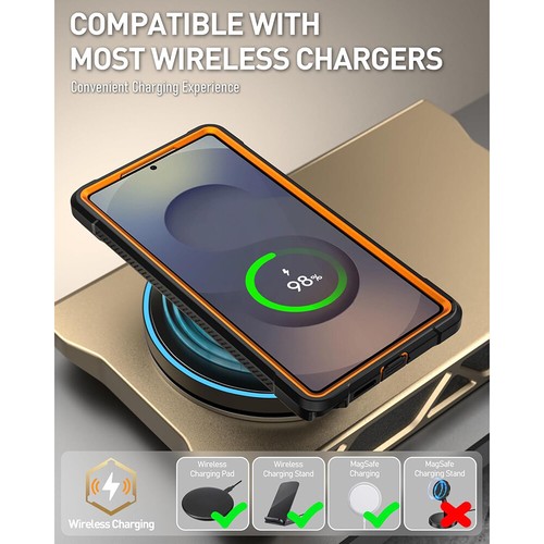 For Galaxy S25 Ultra 5G Case Built in Screen With Slide Camera Cover Orange - Picture 4 of 7