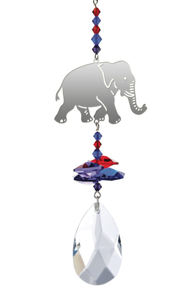 INDIAN ELEPHANT Fantasy Hanging Sun-catcher Embellished with Genuine Crystals
