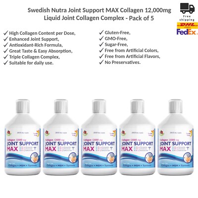 Swedish Nutra Joint Support MAX Collagen 12.000mg Gelenk-Kollagen-Komplex x5