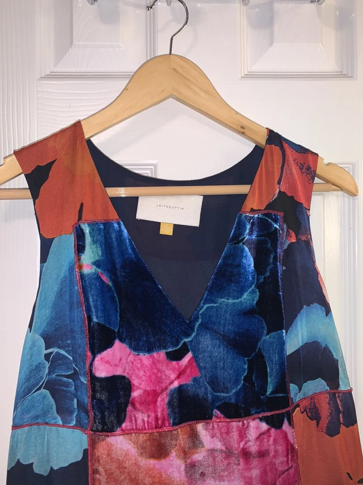 Vestido Anthropologie Leifsdottir Noche Peonía Floral Seda Terciopelo Talla 2 Foto 3 de 4