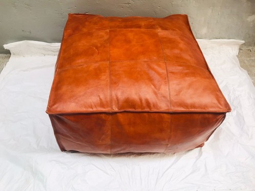 Leather Handmade Pouffe Moroccan Pouf Footstool Ottoman Genuine New Brown Boho - Picture 12 of 24